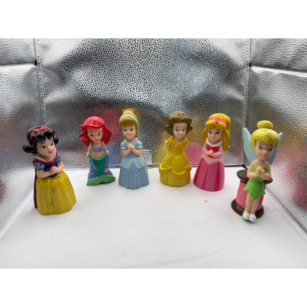 Vtg Disney Princess Figures Snow White Ariel Cinderella Aurora Tinkerbell Bag
